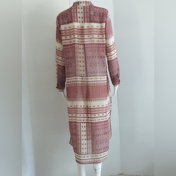 ZARA WOMAN Ethnic Print Relaxed Fit Long Sleeve Duster Sz. L - Picture 8 of 8